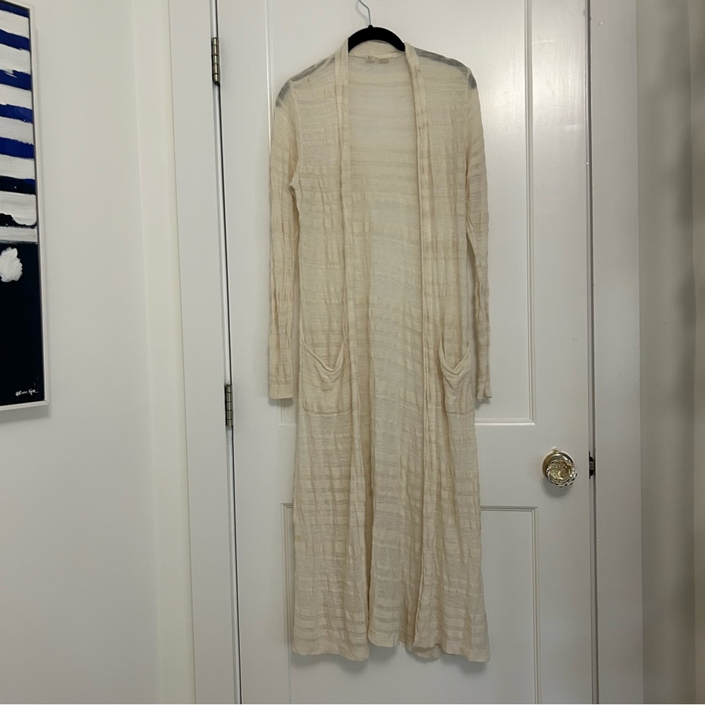 Moth Anthropologie Cream Open Knit Duster Cardigan XS